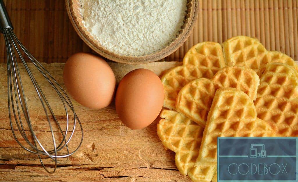 waffles, eggs, flour